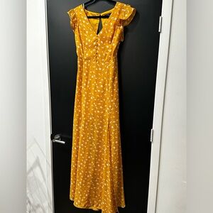 Lulus Floral Yellow Maxi Dress